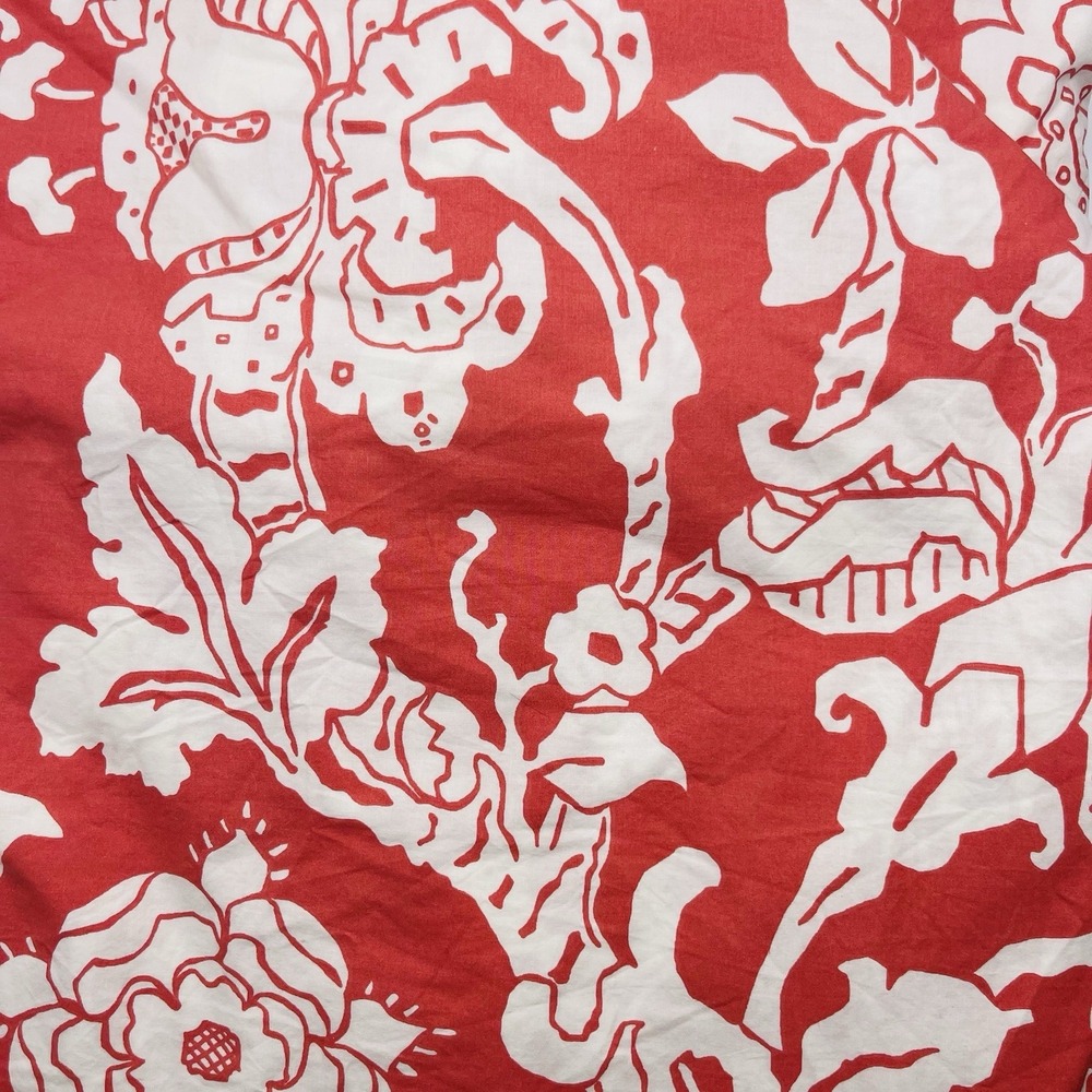 Pottery Barn Jacobean Floral Queen Duvet Cover 2 Euro Shams Coral Organic Cotton